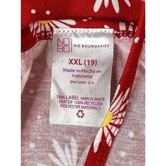 No Boundaries Boho Hippie Tank Top Scrunch Criss Cross Red Sunflowers XXL - Picture 3 of 5